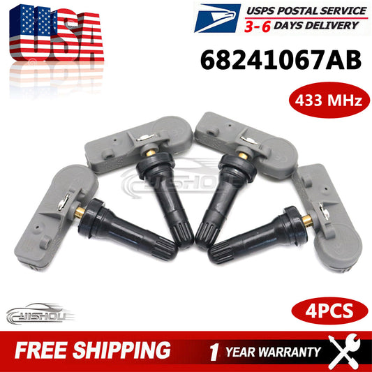 4pcs 68241067AB Fit for DODGE for CHRYSLER for JEEP TPMS TIRE PRESSURE SENSOR 56029398AB