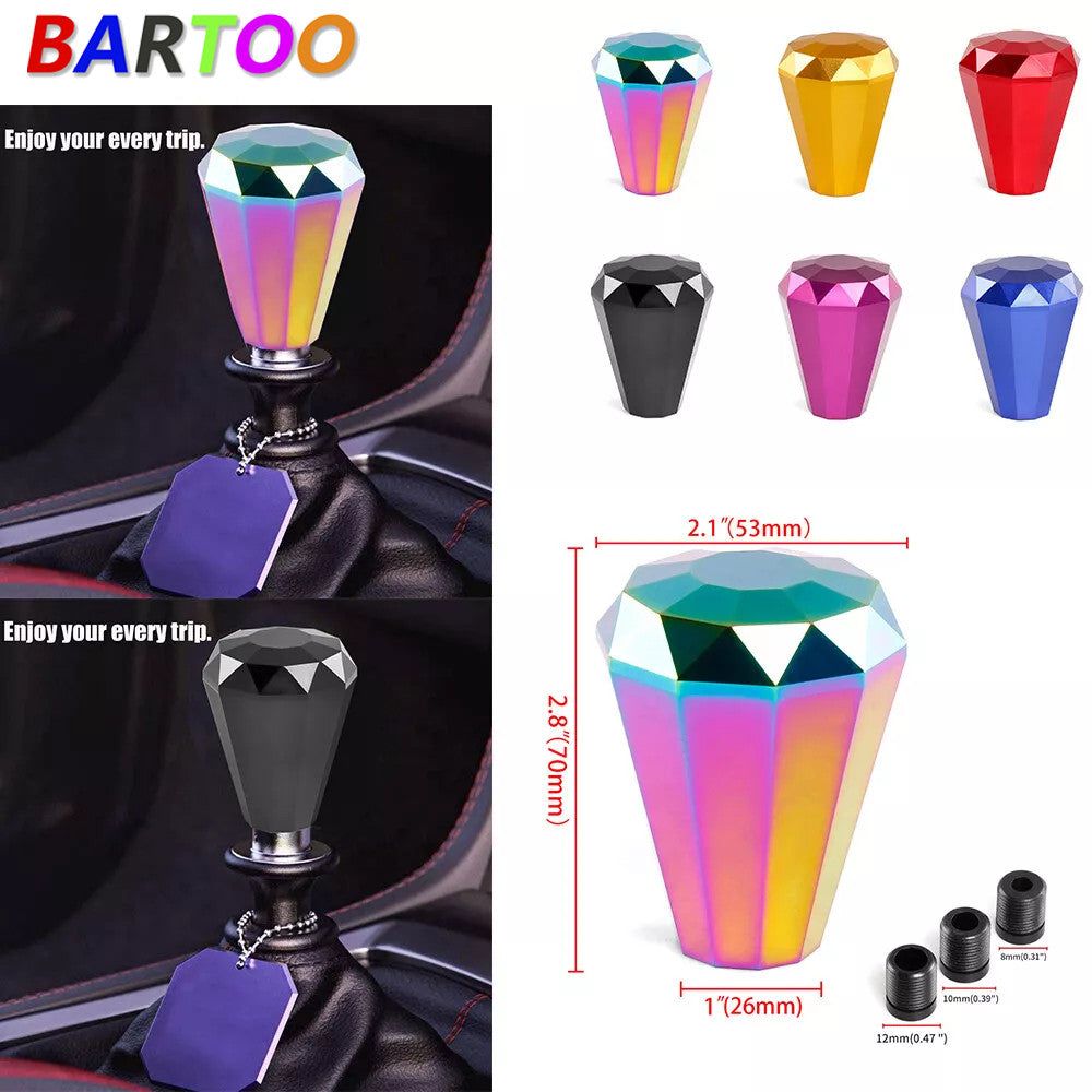 Aluminium Diamond Gear Shift Knob Universal Manual Shifter with Head Adapter