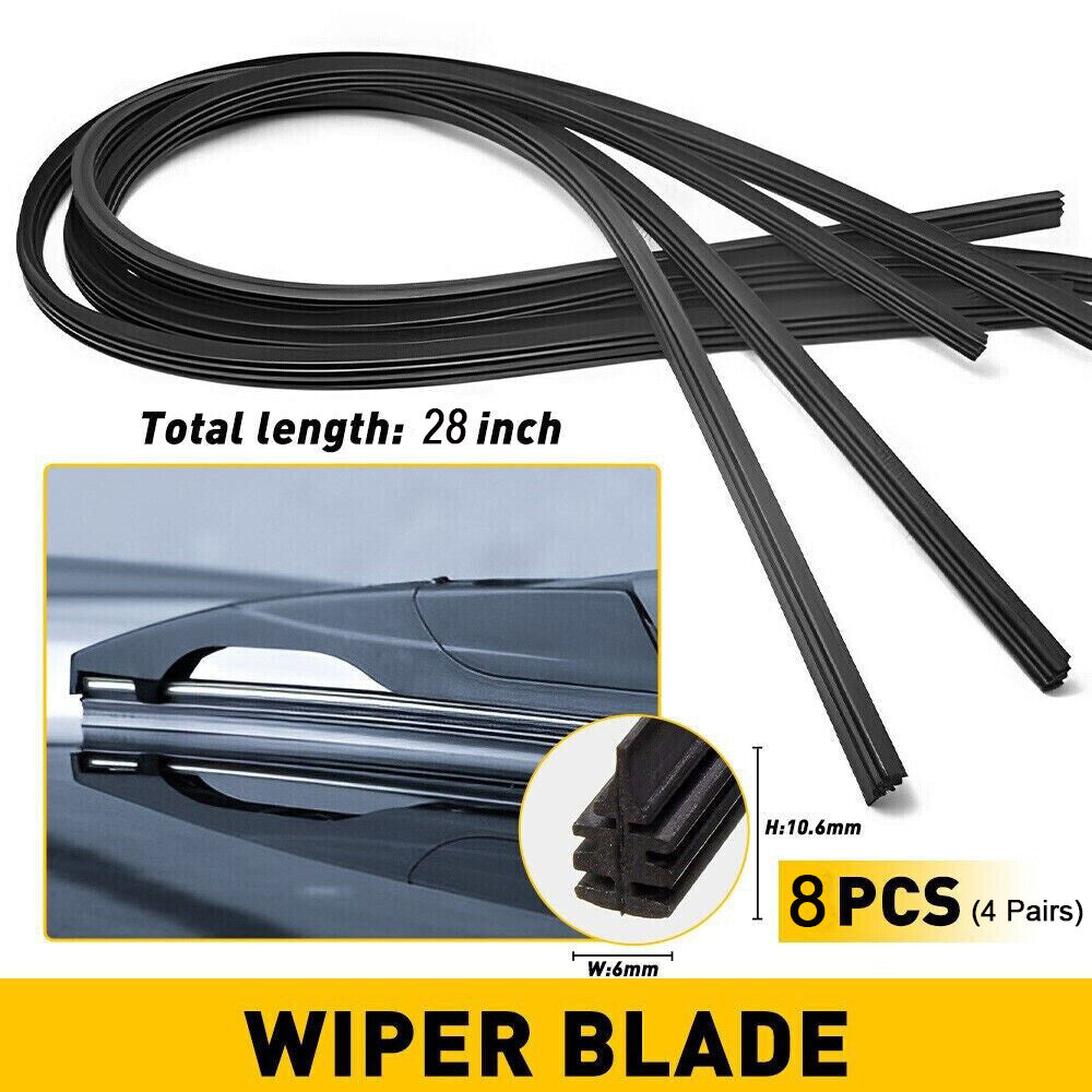 4 pair Universal 28 Car Bus Silicone Frameless Windshield Wiper Blade Refills