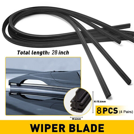 4 pair Universal 28 Car Bus Silicone Frameless Windshield Wiper Blade Refills