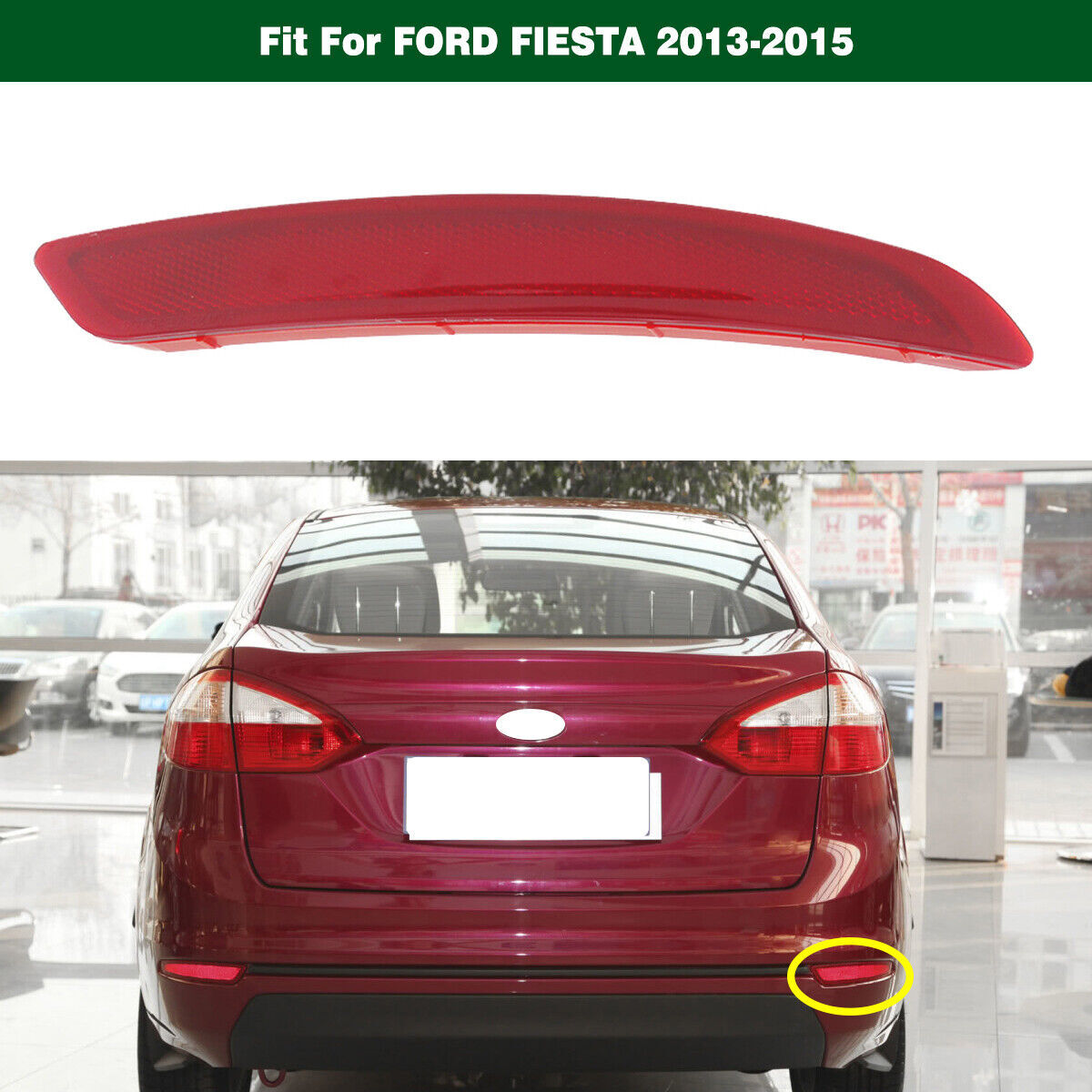 Rear Bumper Reflector Light lens Right Side Fit for Ford Fiesta sedan 2013-2015