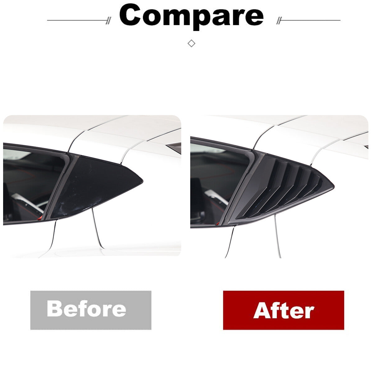 Matte black side window shutter cover trim for Corvette C8 Coupe Z51 Z06