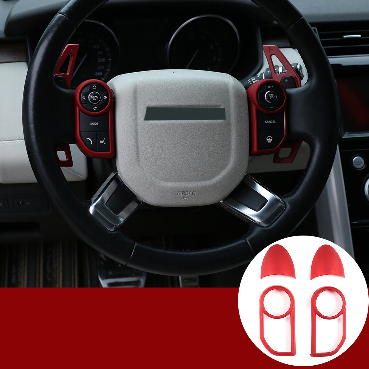 Red steering wheel button cover for Range Rover Sport/Vogue 2013 - 2017 LR5 n