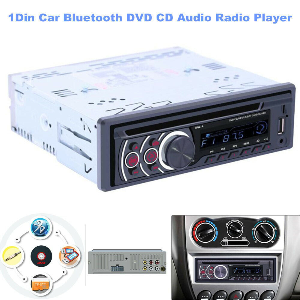 12V LCD 1DIN Car Bluetooth DVD/CD Player Remote Control MP3 Music Audio Radio n