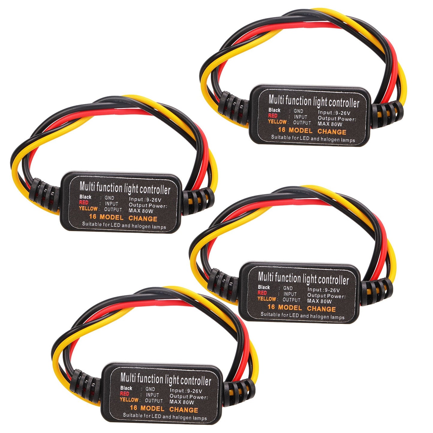 Brake Light Flasher Strobe Controller Pack Of 4 DC 9-26V LED 16 Blinking Modes