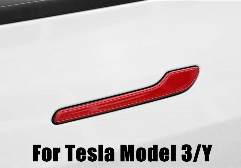 4-pack of red door handle protectors/films for 2017-21 Model 3 Y. n