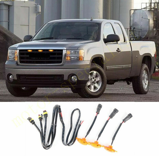 for GMC for Sierra 1500 2007-13 Front Grille yellow LED Light Style DRL Lamp