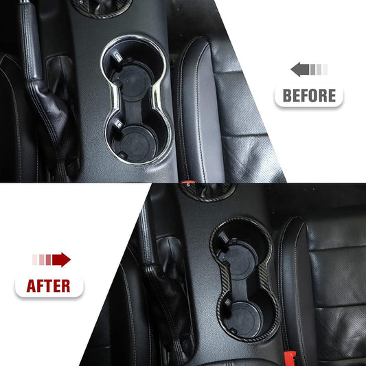 1-Piece Carbon Fiber Cup Holder Cover Interior Trim for Ford for Mustang 2015-2024