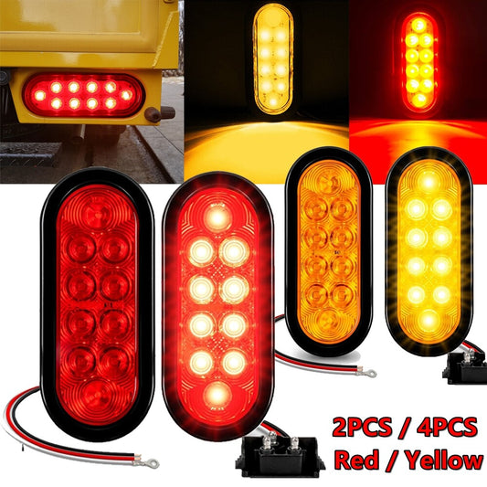 6 Oval Trailer Light 10 LED Stop Turn Tail Truck Sealed Grommet Plug DOT US - v
