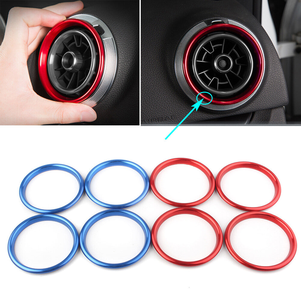 4x Interior Dashboard Air Vent Outlet Ring Cover Trim Fit for Audi A3/S3 Q2L 2012-19