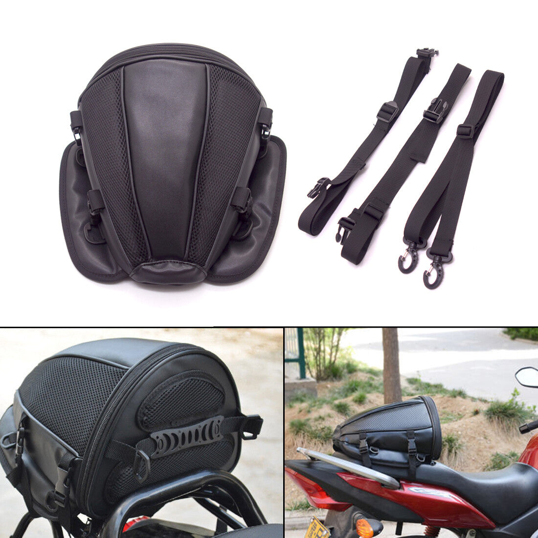 Black Tail Bag Back for Seat Storage Carry Hand Shoulder waterproof Saddle Bag Q