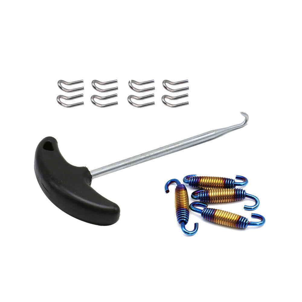 Motorcycle Stainless Steel Exhaust Pipe Muffler Mounting Springs Hooks Set Link