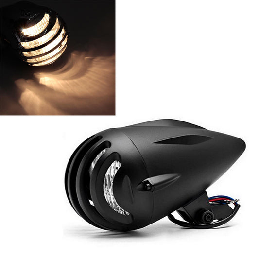 Black Plastic H4 Halogen Bullet Grill cover Headlight for Harley Chopper Custom Q