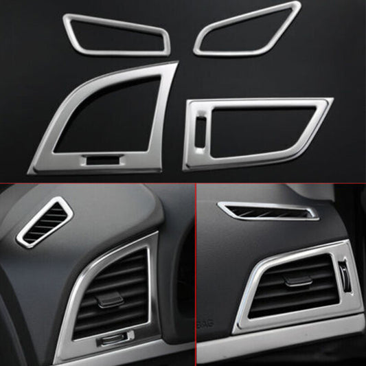 for Hyundai for Elantra 2017-2020 Silver Steel Air Vent Outlet Frame Cover Trim 4PCS