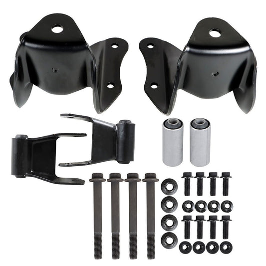 Rear leaf spring rear hook bracket and restraint kit for 80-97 pickups n