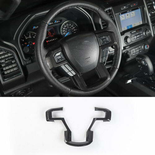 for Ford F150 F-150 2015-2020 Carbon Fiber Inner Steering Wheel Frame Cover Trim