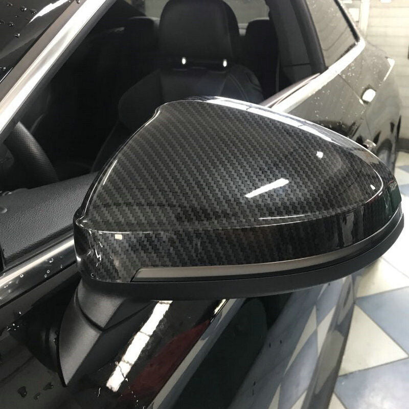 Carbon Style Mirror Cover Caps W/ Lane Assist for Audi for A4 B9 S4 for A5 S5 RS5 2016+