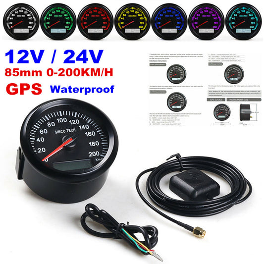 12V/24V 85mm 0-200km/h GPS Waterproof Digital Speedometer for Cars, Trucks, and Boats n