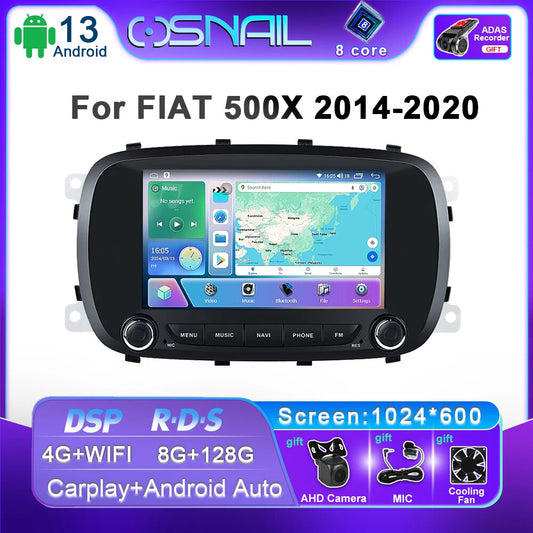 Android Car Radio for Fiat 500X 2014-2020 Video Player CarPlay Stereo GPS Navi