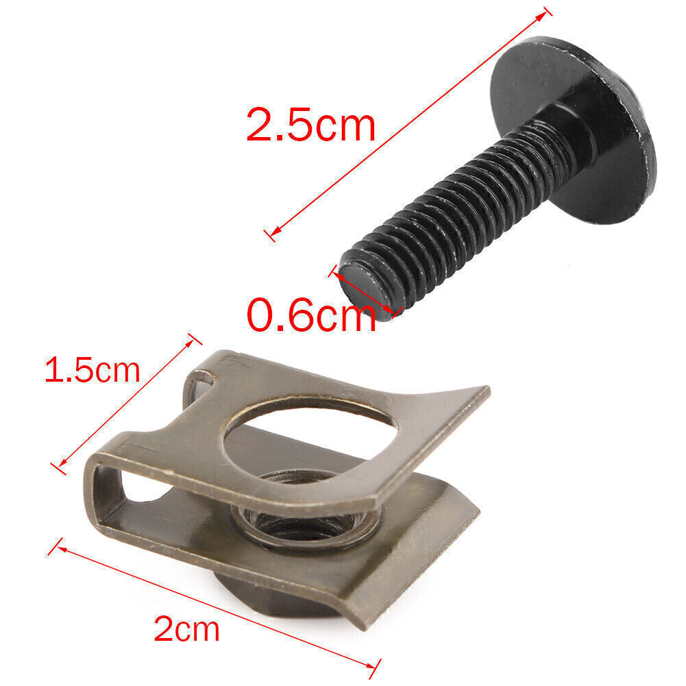 Fit Scooter BLACK 10x M6 Body Fairing Bolts Fastener Clips Screw Set Universal
