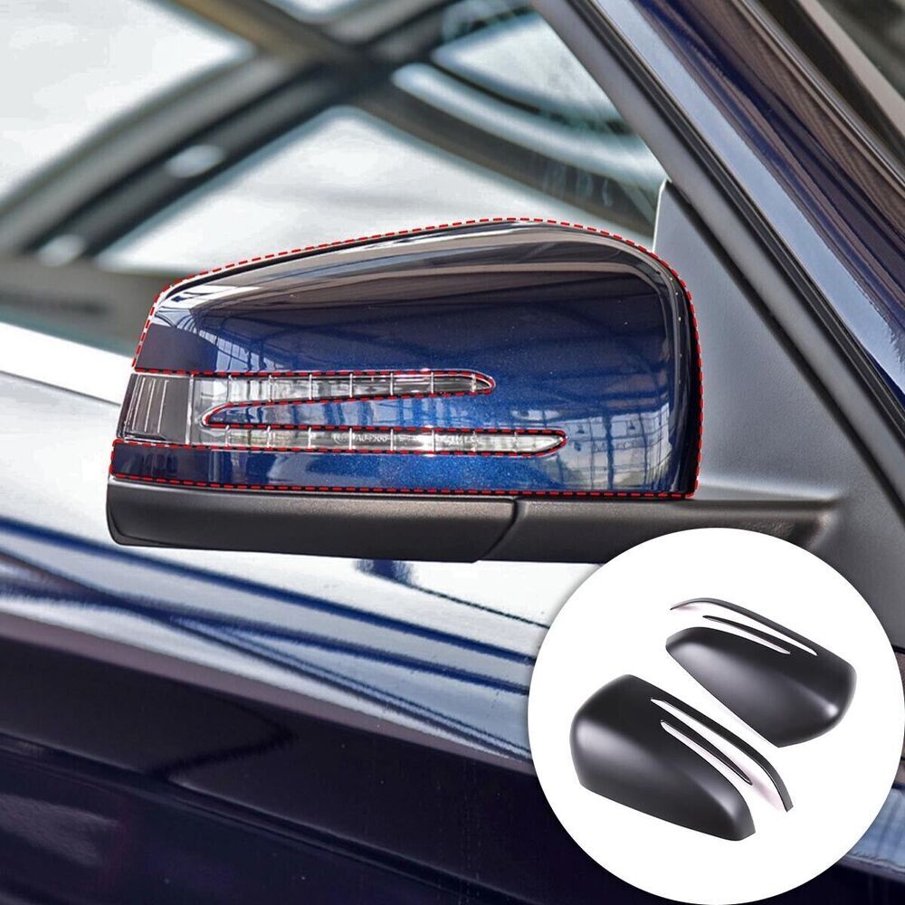 2-Piece Matte Black Side Mirror Covers for CLA CE GLK GLA-Class n