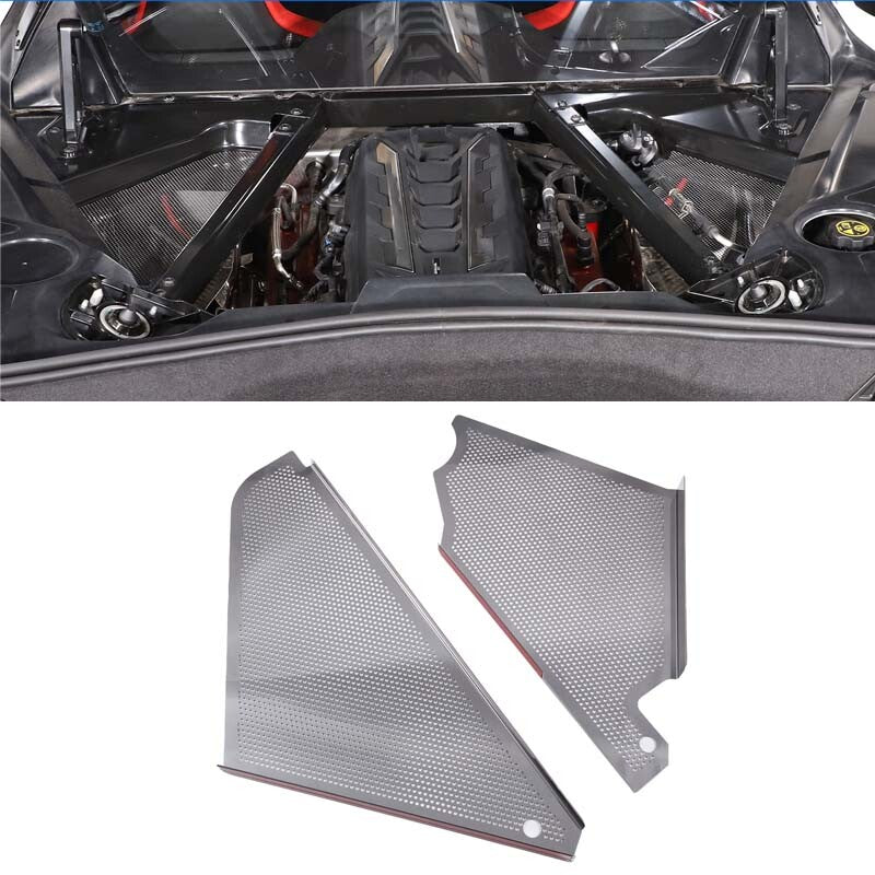 Engine bracket side rail insert panel cover with decorative steel chrome for 2020 - 23 C8 for Corvette - n