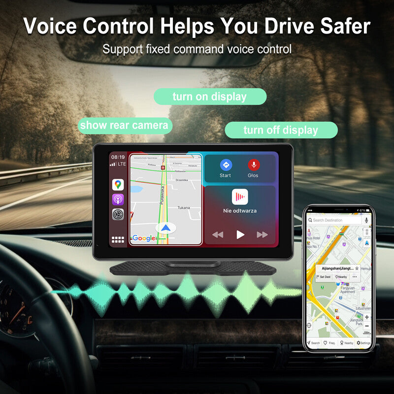 7-inch Car Touchscreen Monitor DVR for Trucks, Buses, and RVs with CarPlay, Android Auto, 1080P n