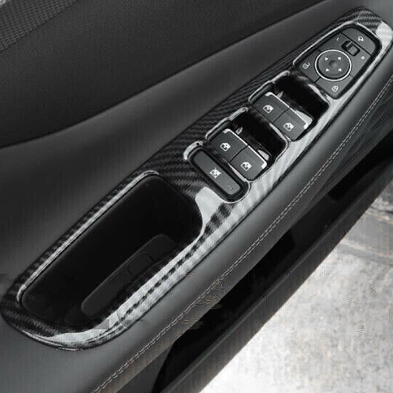 for Hyundai Santa Fe 2019-22 Carbon Fiber Window Lift Panel Switch Cover Trim 4x