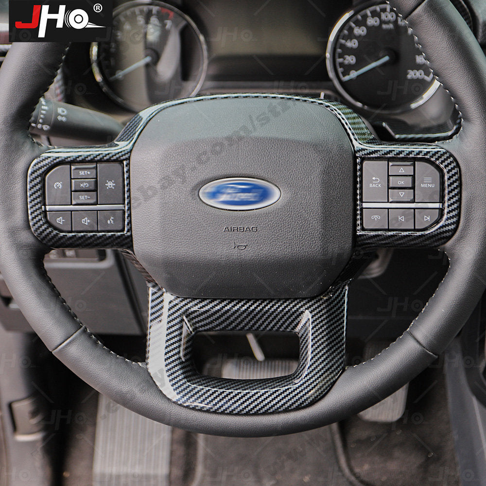 ABS Carbon Fiber Car Steering Wheel Cover Trim Decor Panle for Ford F150 2021