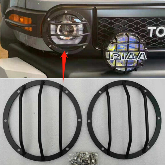 Black Steel Front Headlight Guards Cover Trim for Toyota FJ Cruiser 2006-2021