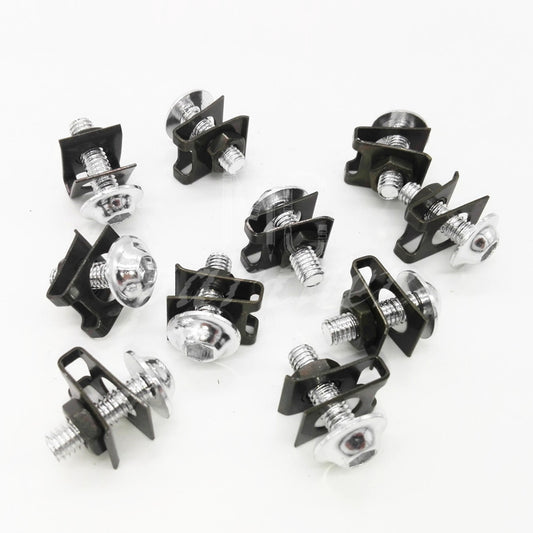 10 x Silver M6 6mm Aluminum Fairing Bolts Kit Body Fastener Clip Screw Sportbike Q