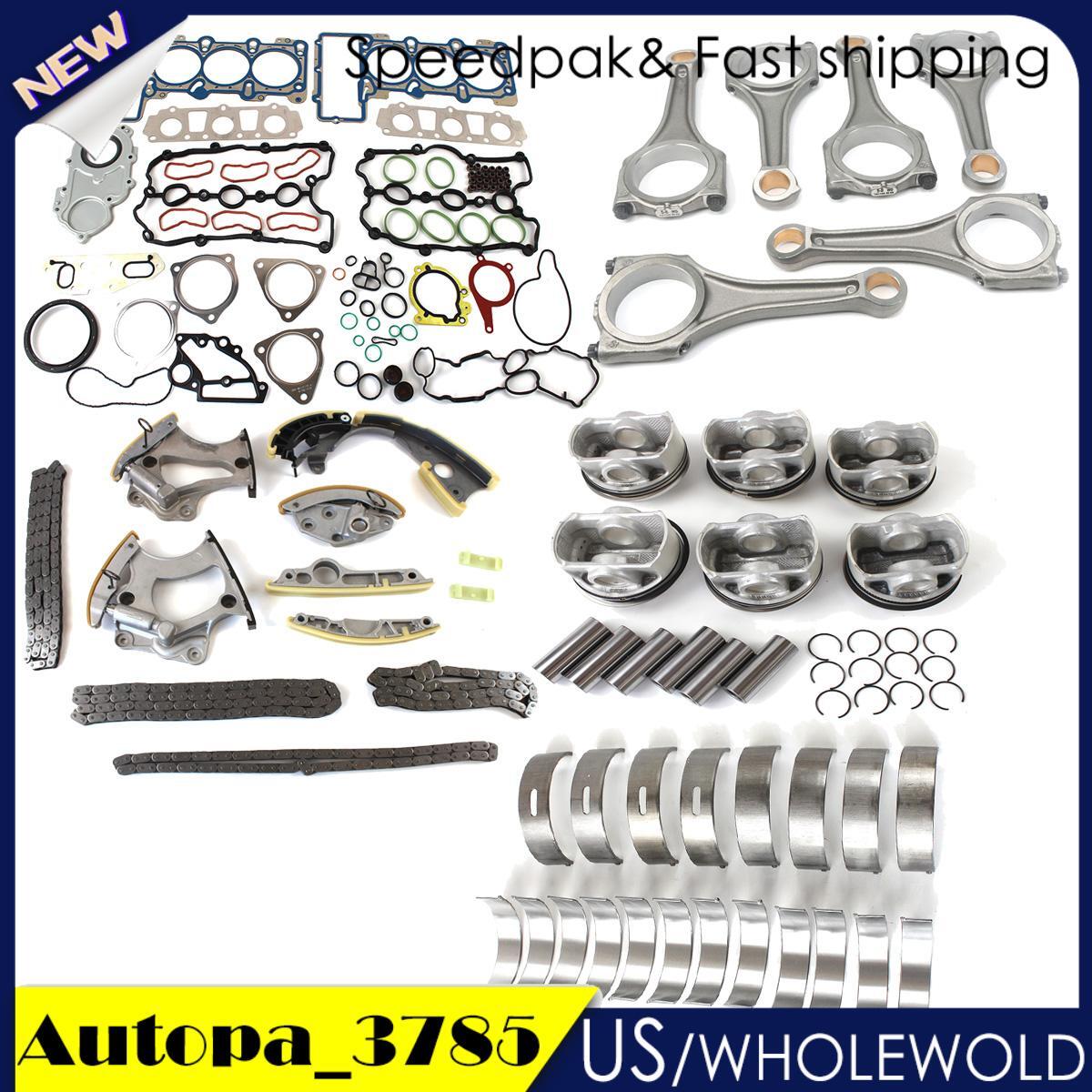 Engine Rebuild Kit - Connecting Rod 06E198401E Timing Chain Piston Ring for Audi