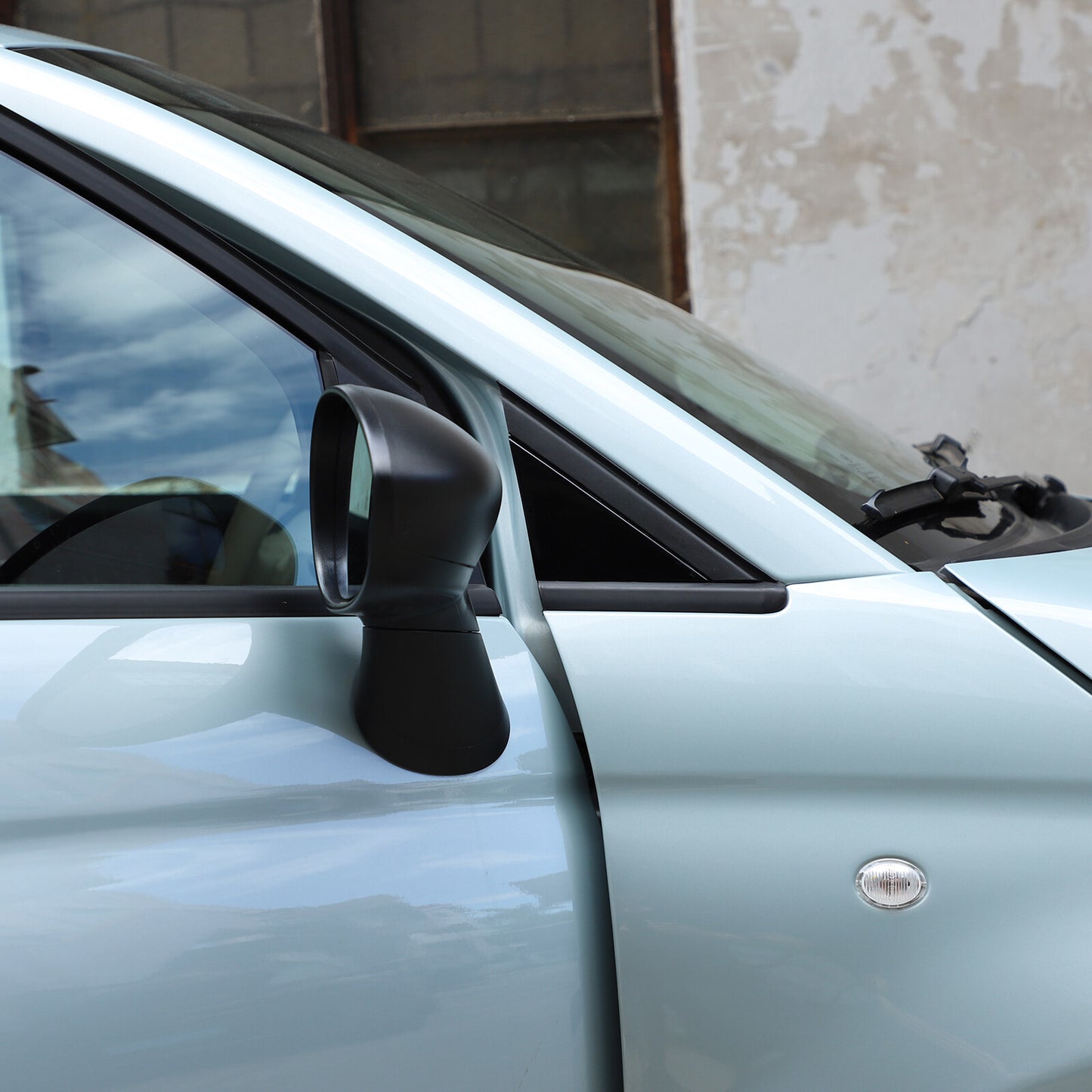 2-Piece Door Viewer Flag Cover Mold (Left + Right) Glossy Black Suitable for 2012-17 for Fiat 500 n