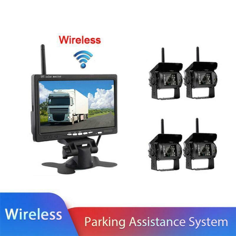 Cameras7Wireless 4 Backup Monitor Parking Assistance System For RV Truck Bus