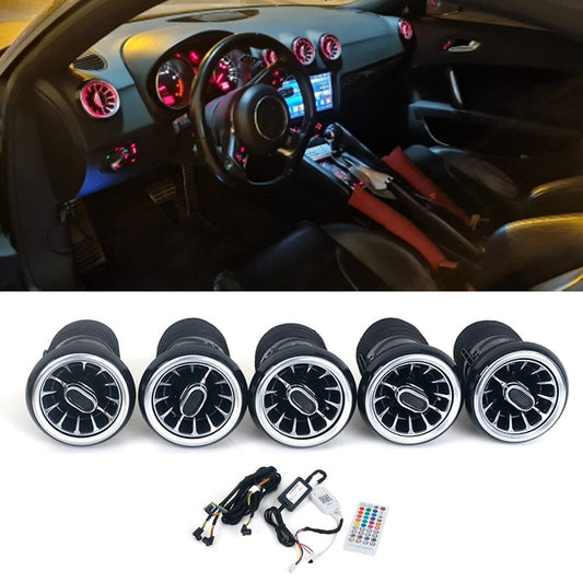 5PCS for Audi TT 2007-2014 LED Front AC Air Condition Vent Outlet Turbo Trim
