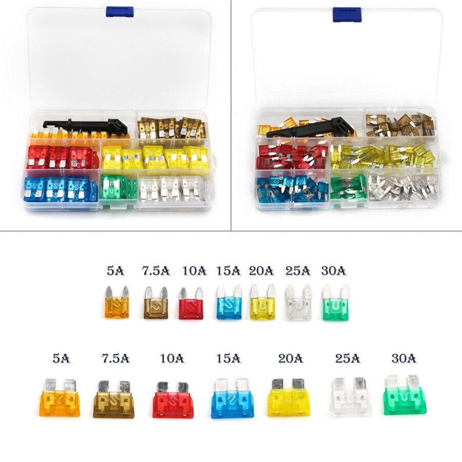 Automotive blade type bracket fuse classification kit, medium size, 7 sizes, with box, 242 pieces - n