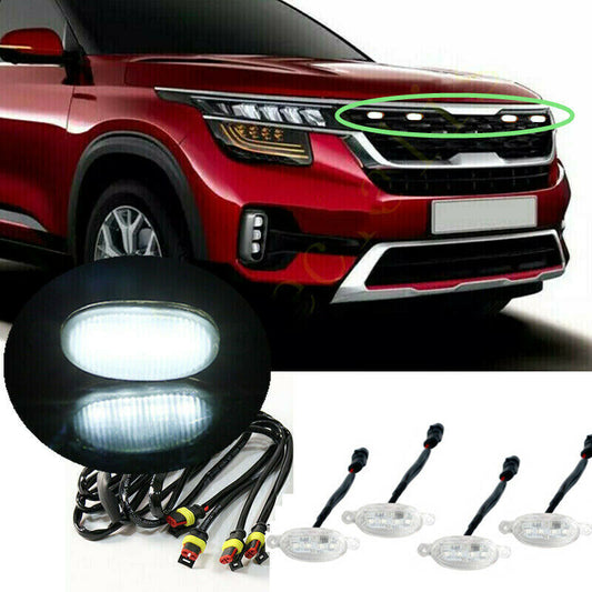 for Kia Seltos 2020-23 White Front Grille LED Light Style Grill Cover Kit