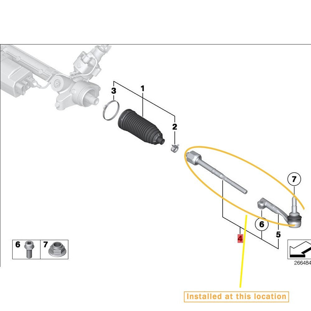 for BMW 5' G38 tie bar ball joint (L), : 32106885165 321068688