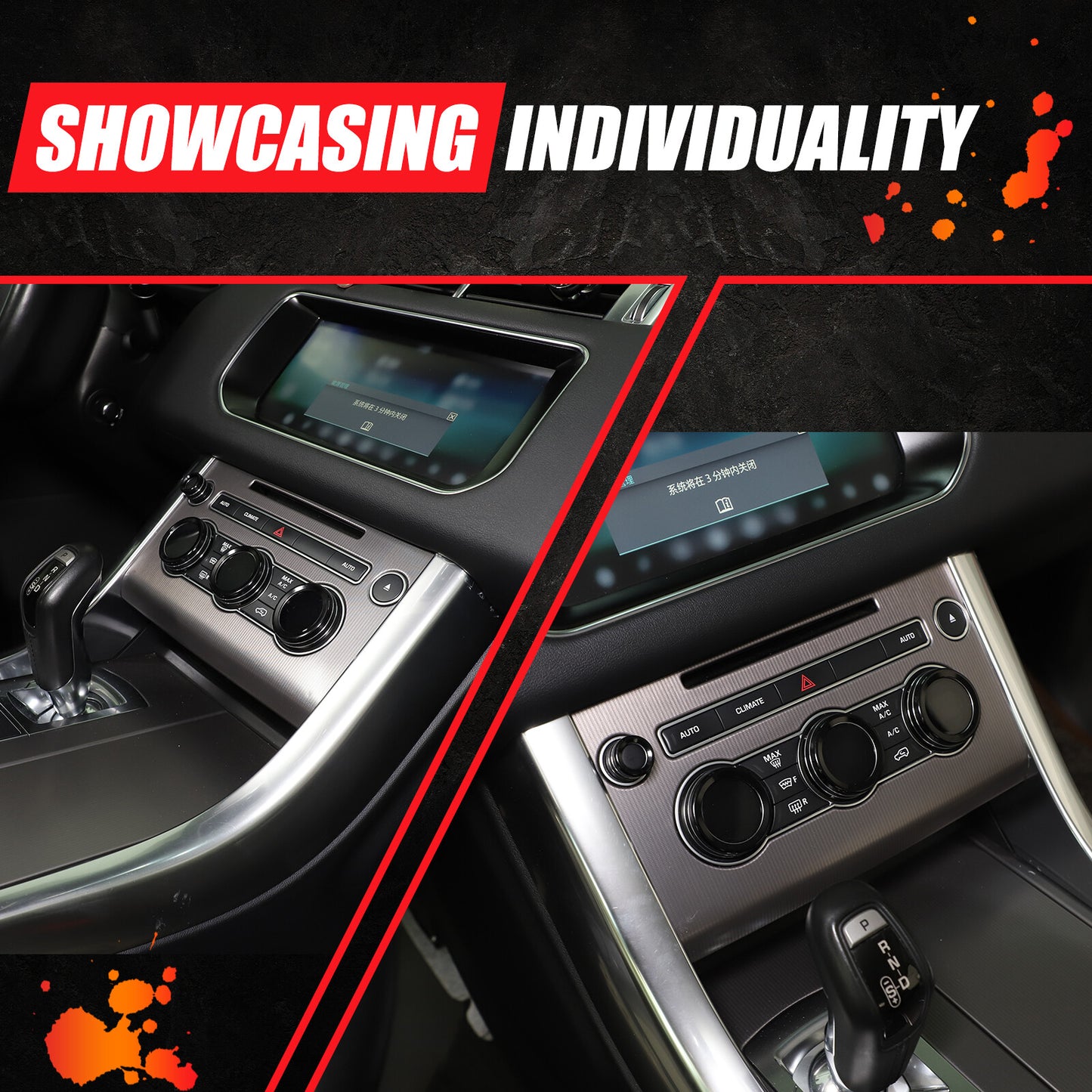 Black AC Volume Knob Protective Cover for Land Rover for Range Rover Sport 2014 - 2017 4pcs n