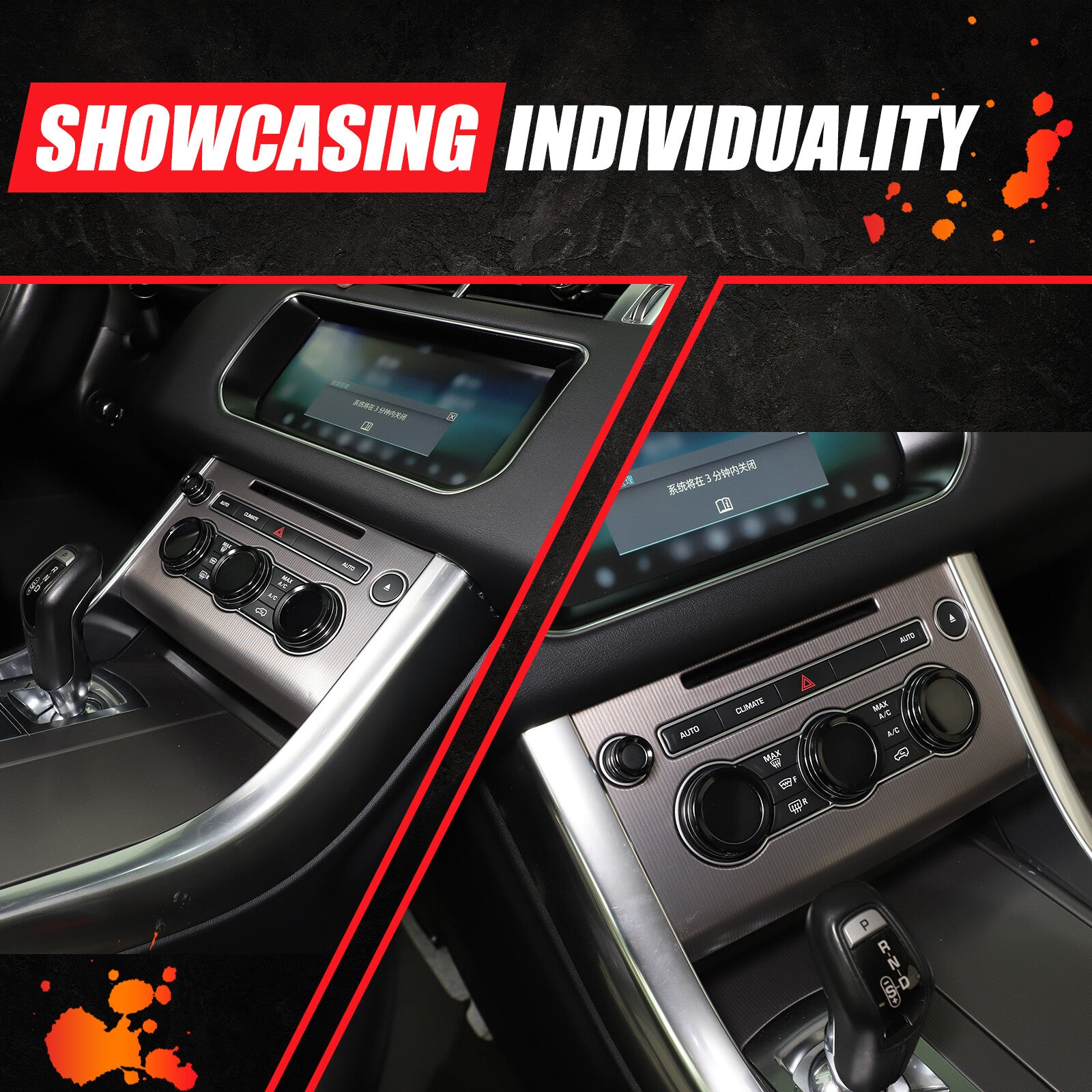 Black AC Volume Knob Protective Cover for Land Rover for Range Rover Sport 2014 - 2017 4pcs n