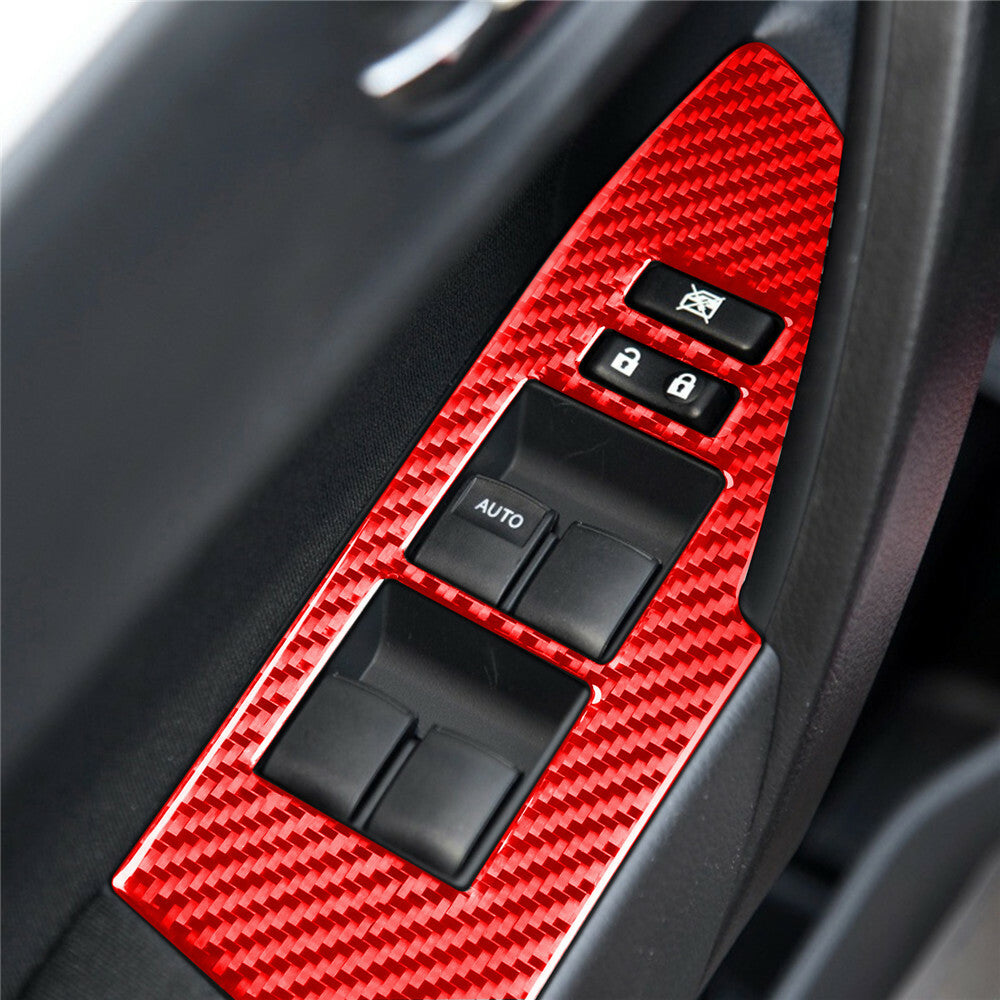 Red Carbon Fiber Window Lift Switch Button Panel Trim For T@yota for Corolla 2014-18