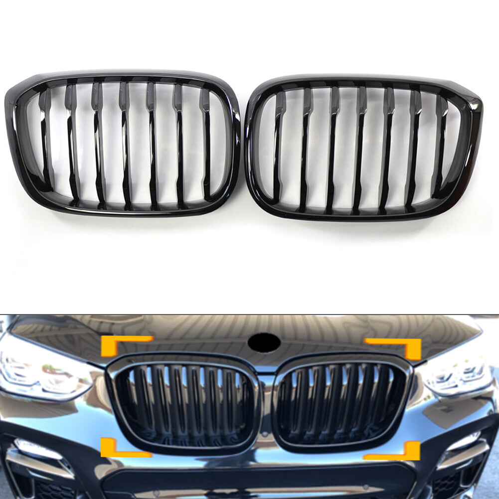 Front Kidney Middle Grille Grill Fit for BMW X3 G01 X4 G02 2018-2021 Glossy Black