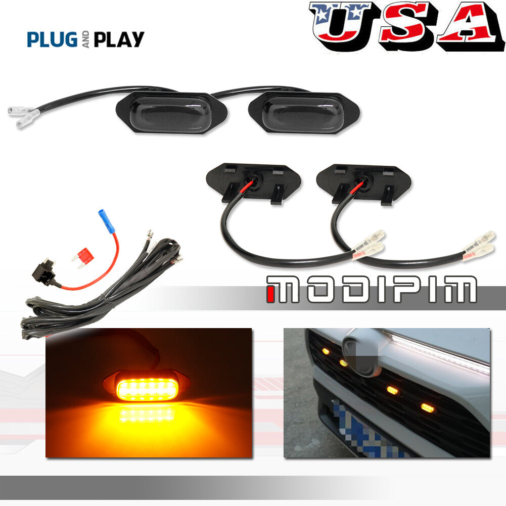 Smoked lens style LED light suitable for RAV4 2019+front grill/grille mesh- v
