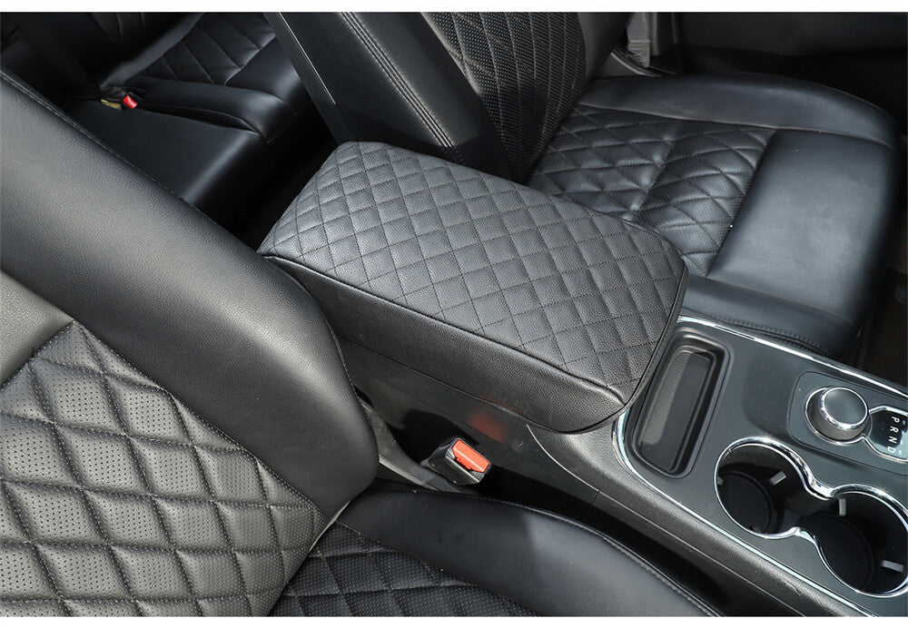 Black Armrest Box Cushion Pad Cover Leather Case for Jeep Grand Cherokee 2011-20