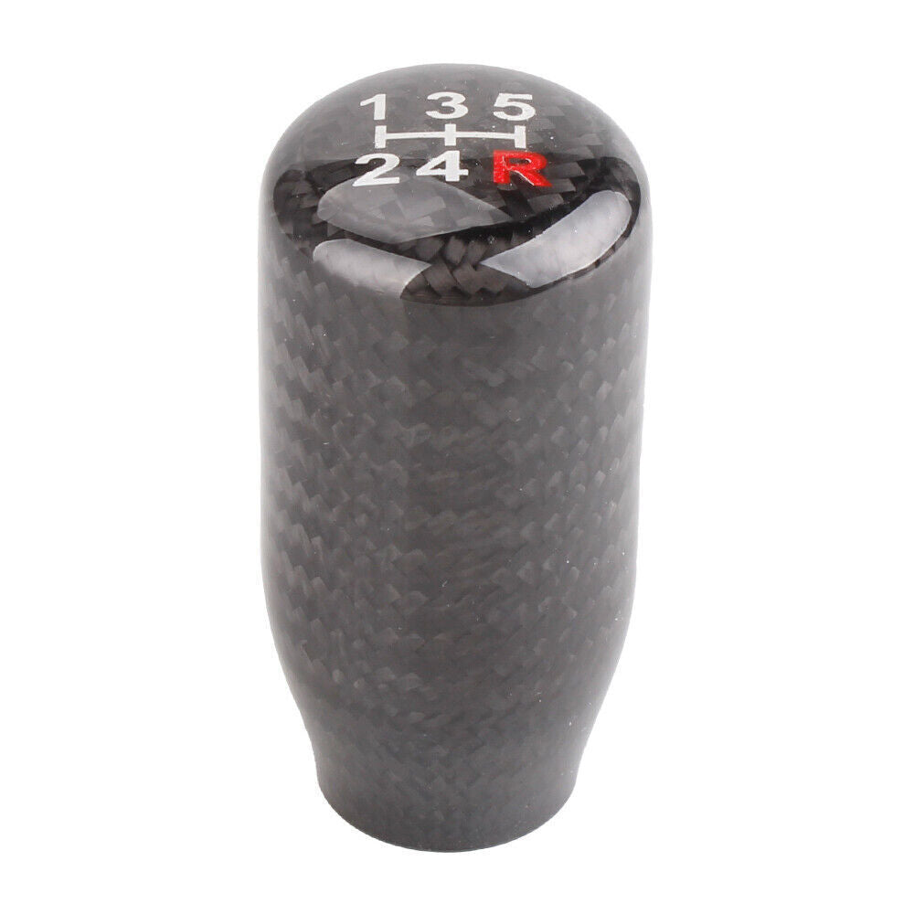 5 Speed Universal Real Black Carbon Fiber Manual Gear Shift Knob Shifter Lever