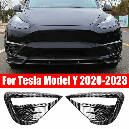 Carbon Fiber Front bumper Fog Light Spoiler Cover Trim for Tesla for Model Y 2020-23