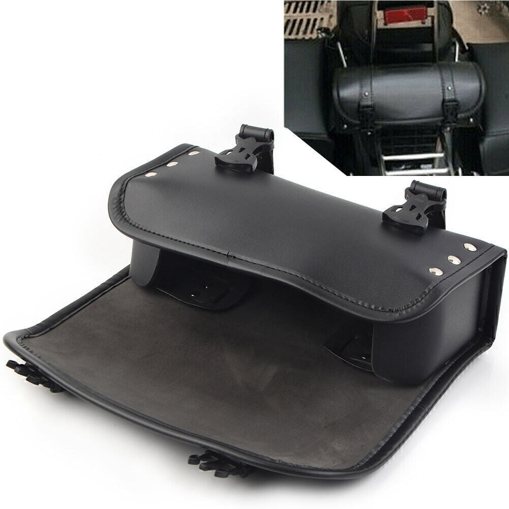 Black Universal PU Leather Motorcycle Side Saddle Bags Storage Fork Tool Pouch Q