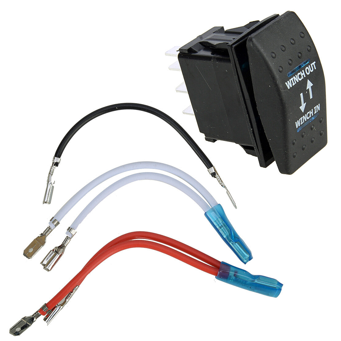 Momentary Rocker Switch Blue LED Light 7-pin Winch In/Out 12V-24V ON OFF ON New v