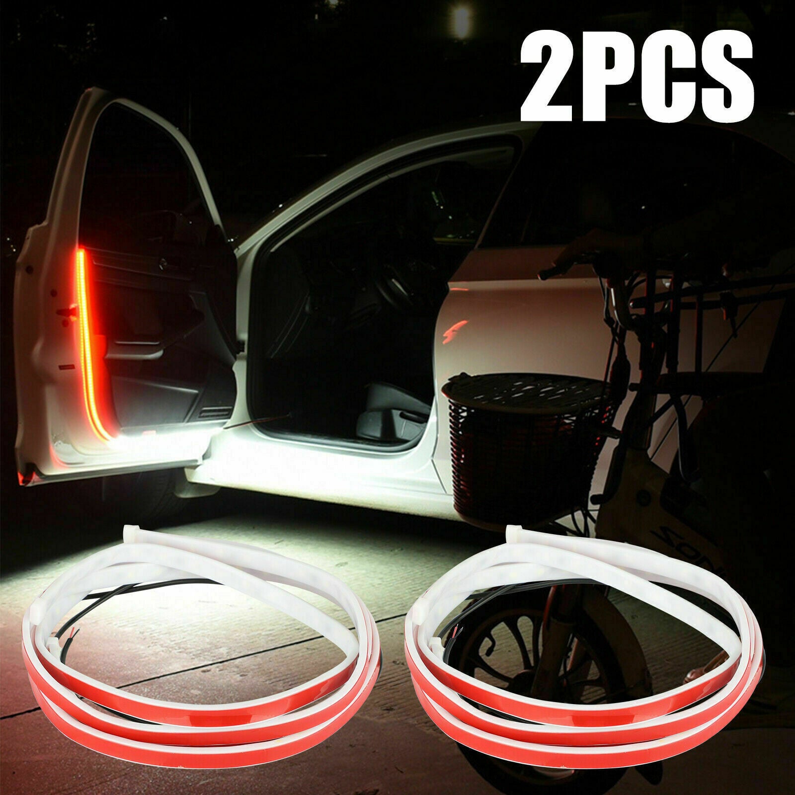 Car Door Opening Warning LED Strip Light Flashing Signal Anti-collision Safety Q