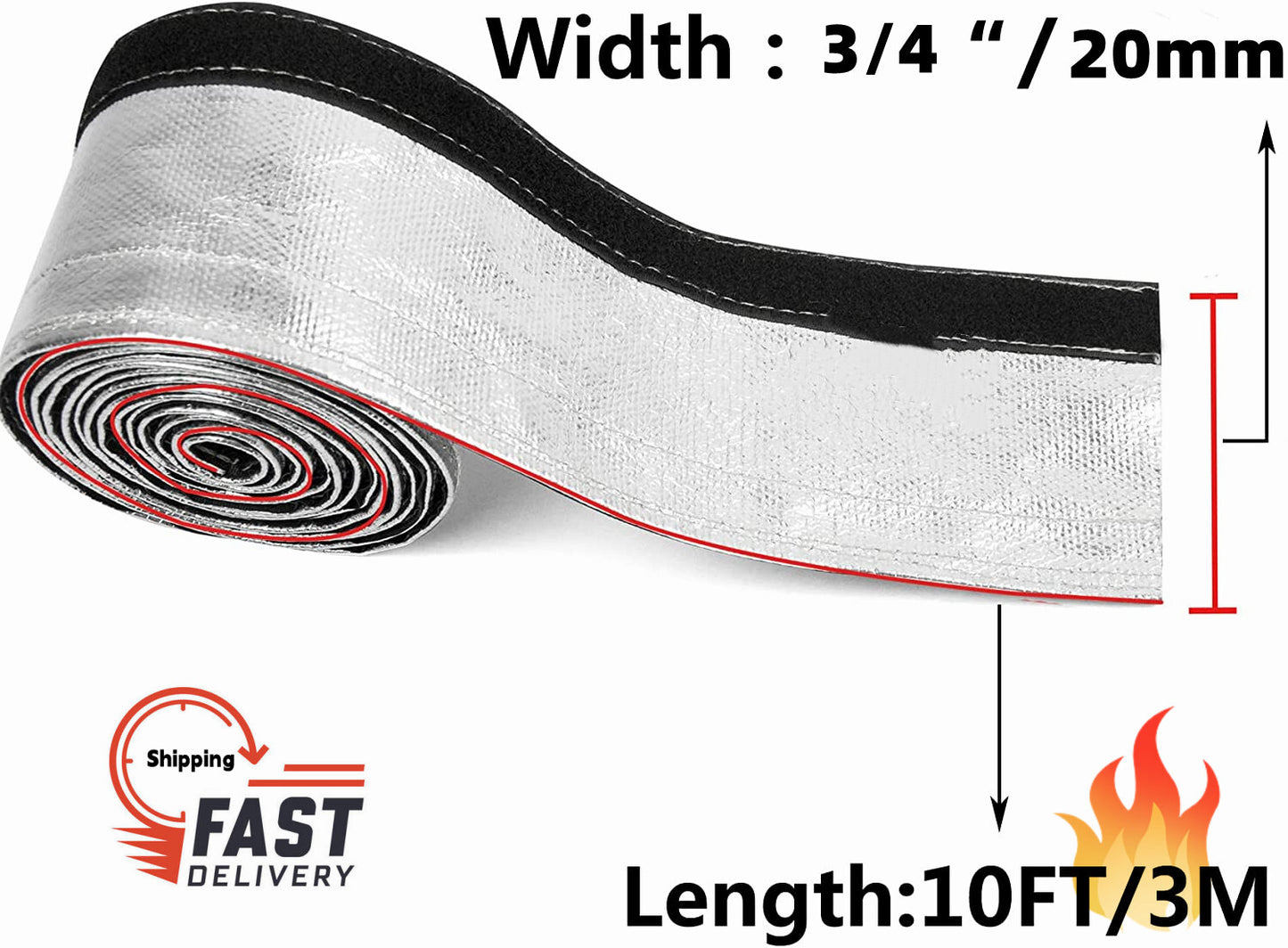Heat Shroud Aluminized Sleeve 3/4 inch IDX 10 ft Ultimate Protection